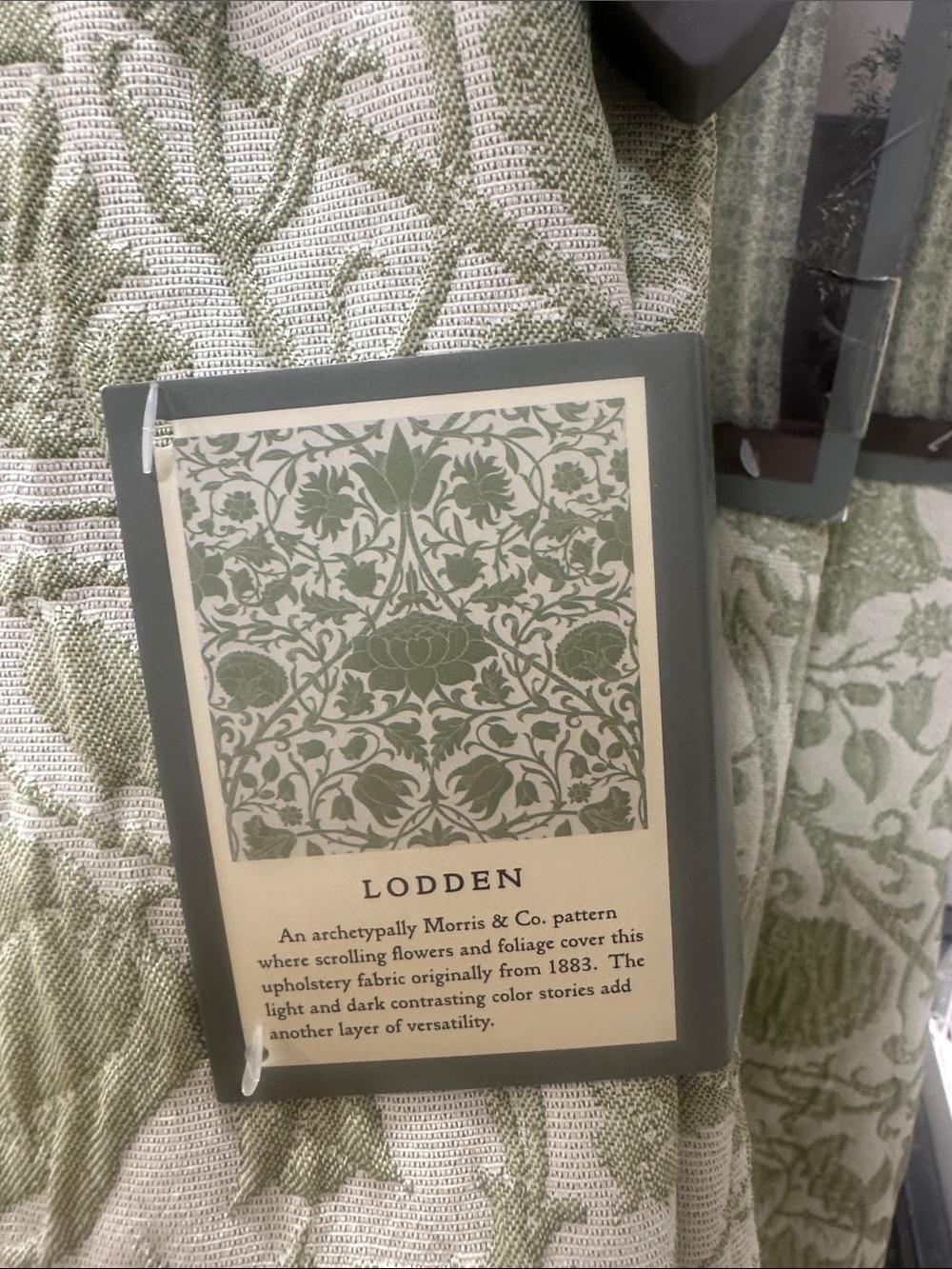 Morris and Co Lodden Green Pattern Window Curtains - Set of 2 - Picture 3 of 6